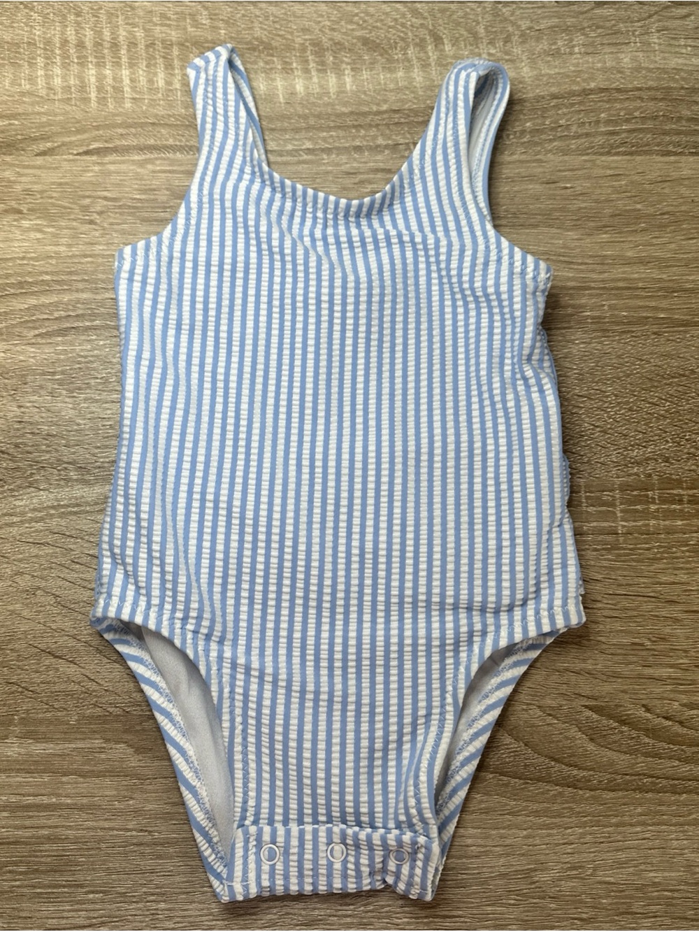 Girls Old Navy Seersucker Swimsuit With Snaps Size 12 To 18 Months